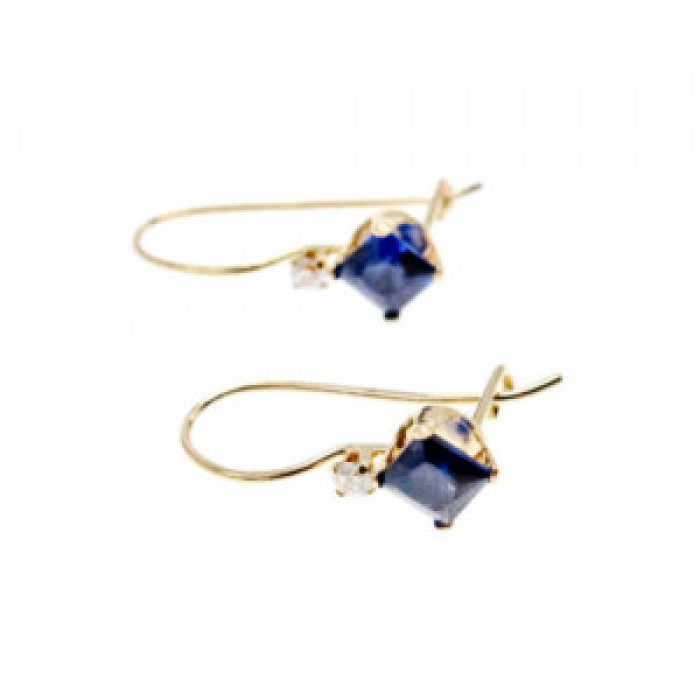 10K Yellow Gold Sapphires & Diamonds Earrings