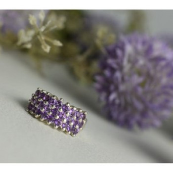 925 Sterling Silver Purple Tourmaline Ring Size 8.5
