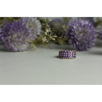 925 Sterling Silver Purple Tourmaline Ring Size 8.5