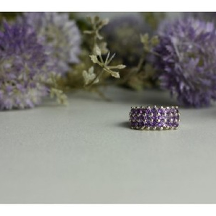 925 Sterling Silver Purple Tourmaline Ring Size 8.5