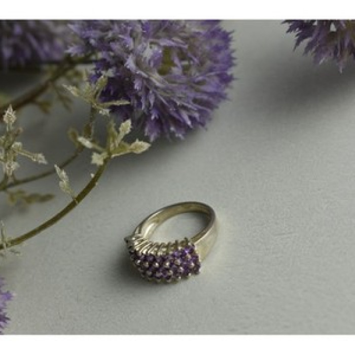 925 Sterling Silver Purple Tourmaline Ring Size 8.5