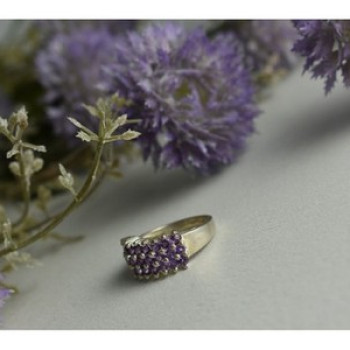 925 Sterling Silver Purple Tourmaline Ring Size 8.5