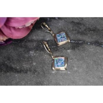Vintage 925 Sterling Silver Mosaic Opal Earrings