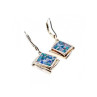 Vintage 925 Sterling Silver Mosaic Opal Earrings