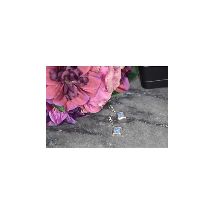 Vintage 925 Sterling Silver Mosaic Opal Earrings