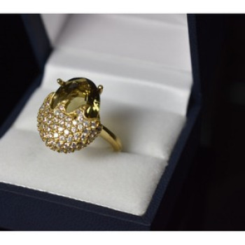 925 Sterling Silver Gold Plated Alpanite & CZ Ring Size 9 Turkey