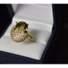 925 Sterling Silver Gold Plated Alpanite & CZ Ring Size 9 Turkey