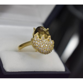 925 Sterling Silver Gold Plated Alpanite & CZ Ring Size 9 Turkey