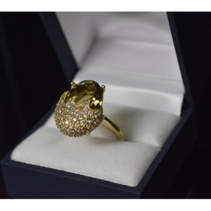 925 Sterling Silver Gold Plated Alpanite & CZ Ring Size 9 Turkey