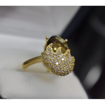 925 Sterling Silver Gold Plated Alpanite & CZ Ring Size 9 Turkey