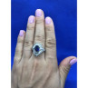 925 Sterling Silver Sapphire & CZ Ring Size 8