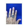 925 Sterling Silver Sapphire & CZ Ring Size 8