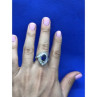 925 Sterling Silver Sapphire & CZ Ring Size 8
