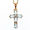 925 Sterling Silver Gold Plated Blue Spinel Chain With Cross