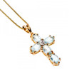 925 Sterling Silver Gold Plated Blue Spinel Chain With Cross