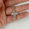 925 Sterling Silver Gold Plated Blue Spinel Chain With Cross