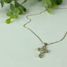 925 Sterling Silver Gold Plated Blue Spinel Chain With Cross