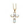 925 Sterling Silver Gold Plated Blue Spinel Chain With Cross
