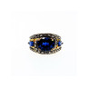 925 Sterling Silver Gold Plated Sapphires Ring Size 5.5