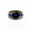 925 Sterling Silver Gold Plated Sapphires Ring Size 5.5