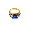 925 Sterling Silver Gold Plated Sapphires Ring Size 5.5