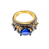 925 Sterling Silver Gold Plated Sapphires Ring Size 5.5