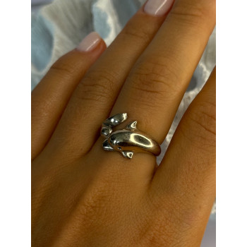925 Sterling Silver Dolphin Ring Size 8