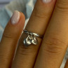 925 Sterling Silver 2 Hearts Charms Ring Size 5