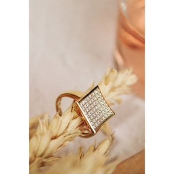 925 Sterling Silver Gold Plated CZ Ring Size 5.5