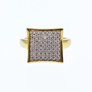 925 Sterling Silver Gold Plated CZ Ring Size 5.5