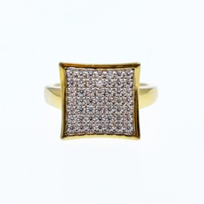 925 Sterling Silver Gold Plated CZ Ring Size 5.5