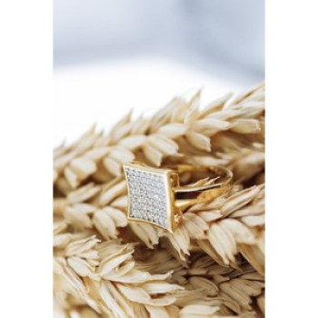 925 Sterling Silver Gold Plated CZ Ring Size 5.5