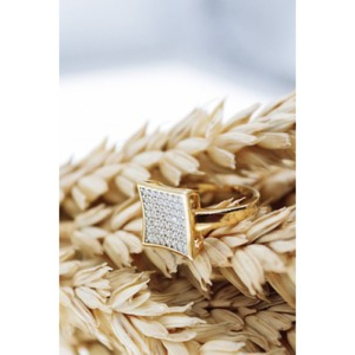 925 Sterling Silver Gold Plated CZ Ring Size 5.5