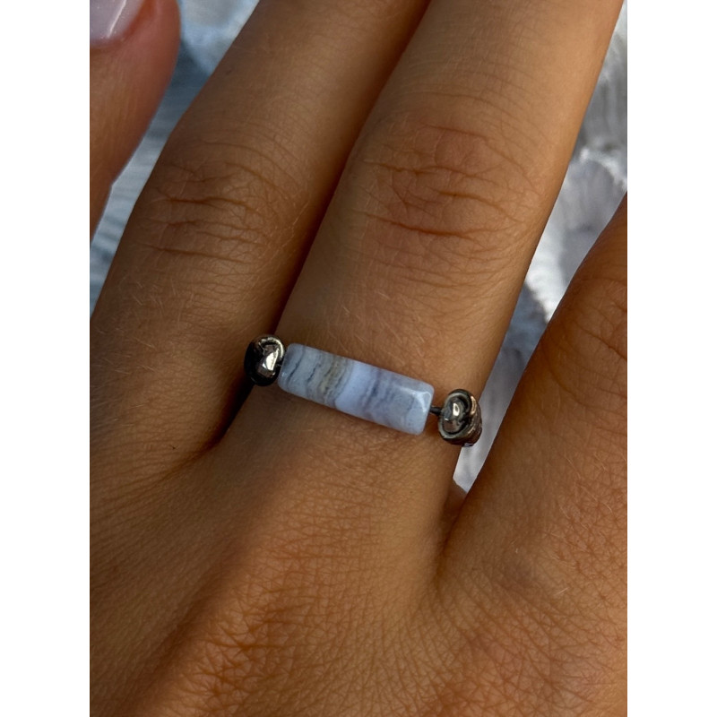 Custom 925 Sterling Silver Agate Ring Size 8