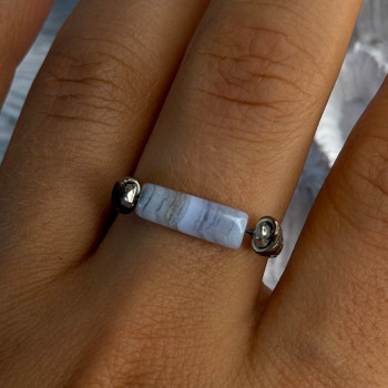 Custom 925 Sterling Silver Agate Ring Size 8