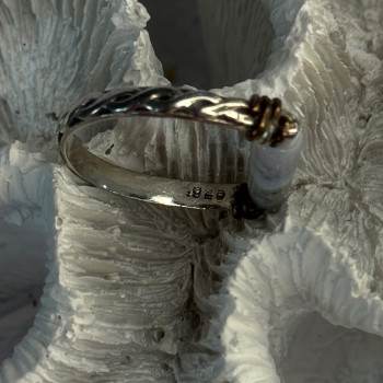 Custom 925 Sterling Silver Agate Ring Size 8