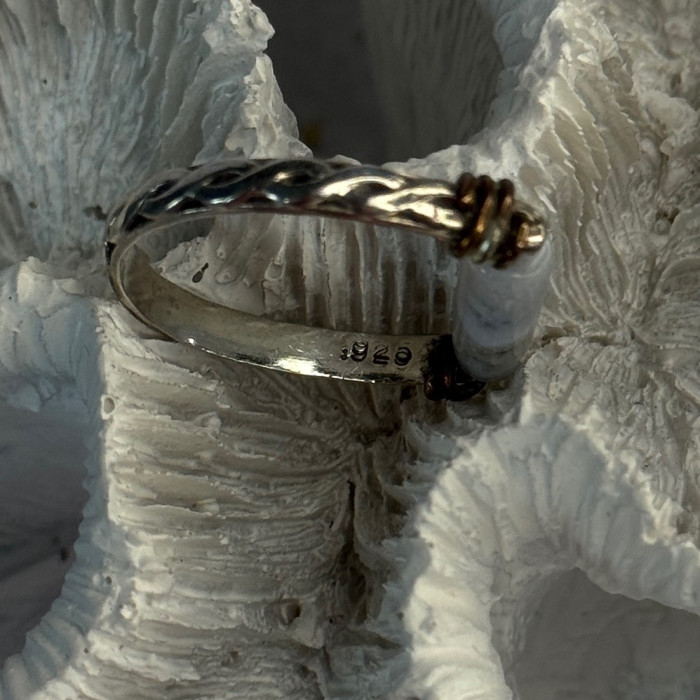 Custom 925 Sterling Silver Agate Ring Size 8