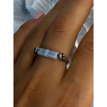 Custom 925 Sterling Silver Agate Ring Size 8