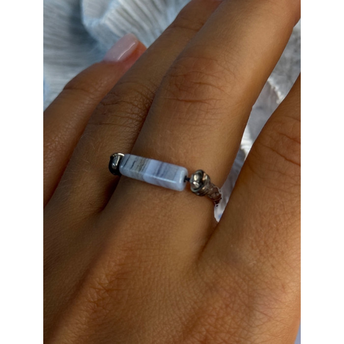 Custom 925 Sterling Silver Agate Ring Size 8