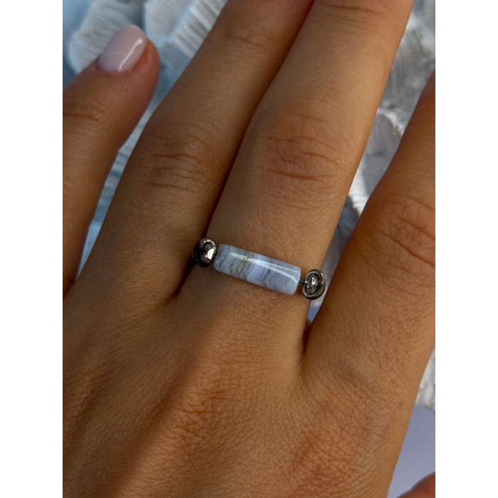 Custom 925 Sterling Silver Agate Ring Size 8