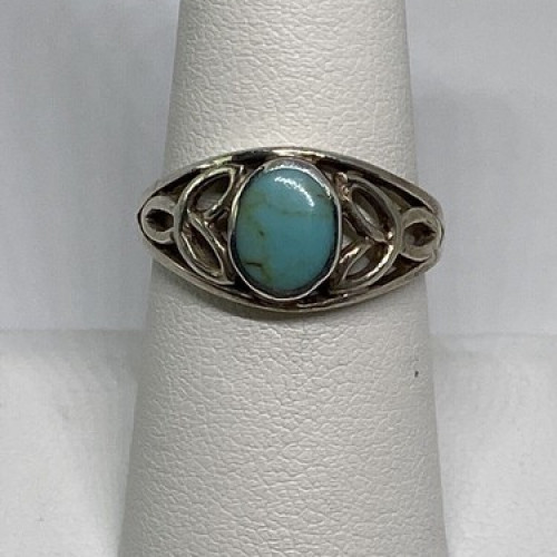 925 Sterling Silver Ring With Turquoise Size 7.75