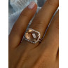 925 Sterling Silver Peach Tourmaline & CZ Ring Size 7