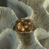 925 Sterling Silver Peach Tourmaline & CZ Ring Size 7