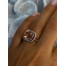 925 Sterling Silver Peach Tourmaline & CZ Ring Size 7