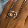 925 Sterling Silver Peach Tourmaline & CZ Ring Size 7