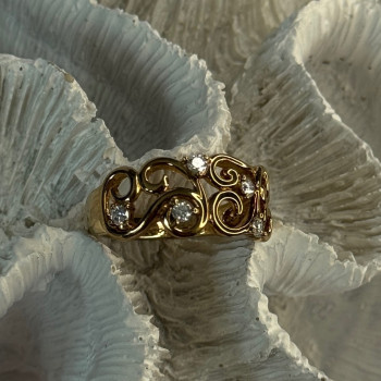 925 Sterling Silver Gold Plated White Topaz Ring Size 8.5