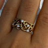 925 Sterling Silver Gold Plated White Topaz Ring Size 8.5