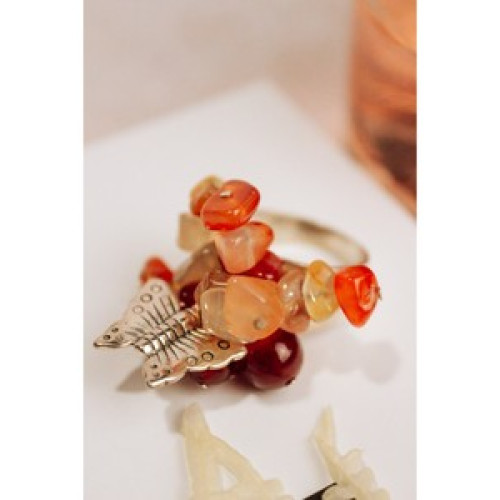 925 Sterling Silver Agate Designer'S Ring Size 6.5