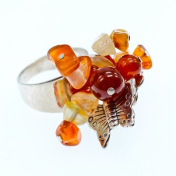925 Sterling Silver Agate Designer'S Ring Size 6.5