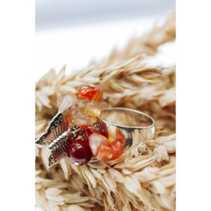 925 Sterling Silver Agate Designer'S Ring Size 6.5